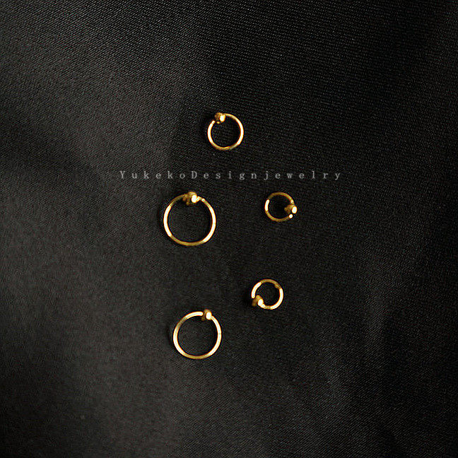 Customized super small mini gold bead ring sterling silver gold gold small ear bone ring ear ring nail ring breathable hypoallergenic
