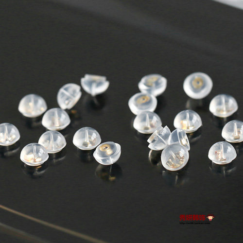 Korea imports 925 silver plated 14K bag gold soft silica gel not easy to fall off ear nail special small ear plug earplug hat anti-Taobao
