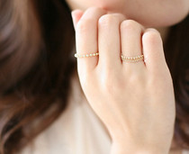 Korean 925 sterling silver plated 14K gold ring rice bead faceted flash female ring with the same star