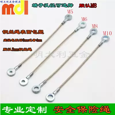 Industrial and mining lamp insurance rope 3mm-4mm plastic-coated steel wire rope wiring fisheye terminal safety insurance rope fall-proof rope