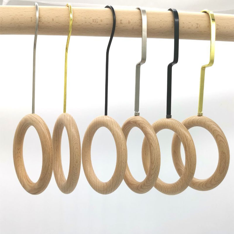 Creative clothing store wooden ring hook scarf rack Fabric sample display ring Children's clothing store solid wood ring hook rack