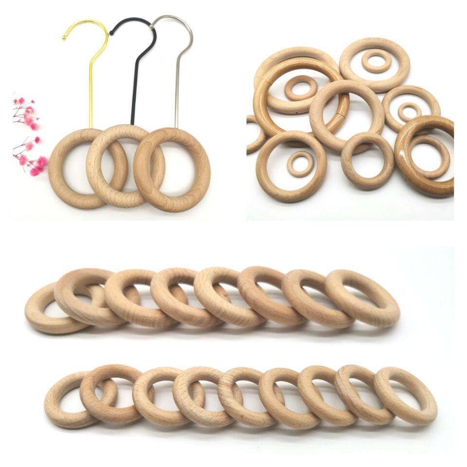 DIY small wooden circle clothing store Wooden ring hook pylons accessories large and small wooden circle jewelry accessories factory direct sales