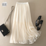 Высокое качество!Плавающая балетная юбка из туль-рафферы, все сезоны, носимая сетчатая юбка с прессованием, высокая талия, тонкая юбка с а-линией
