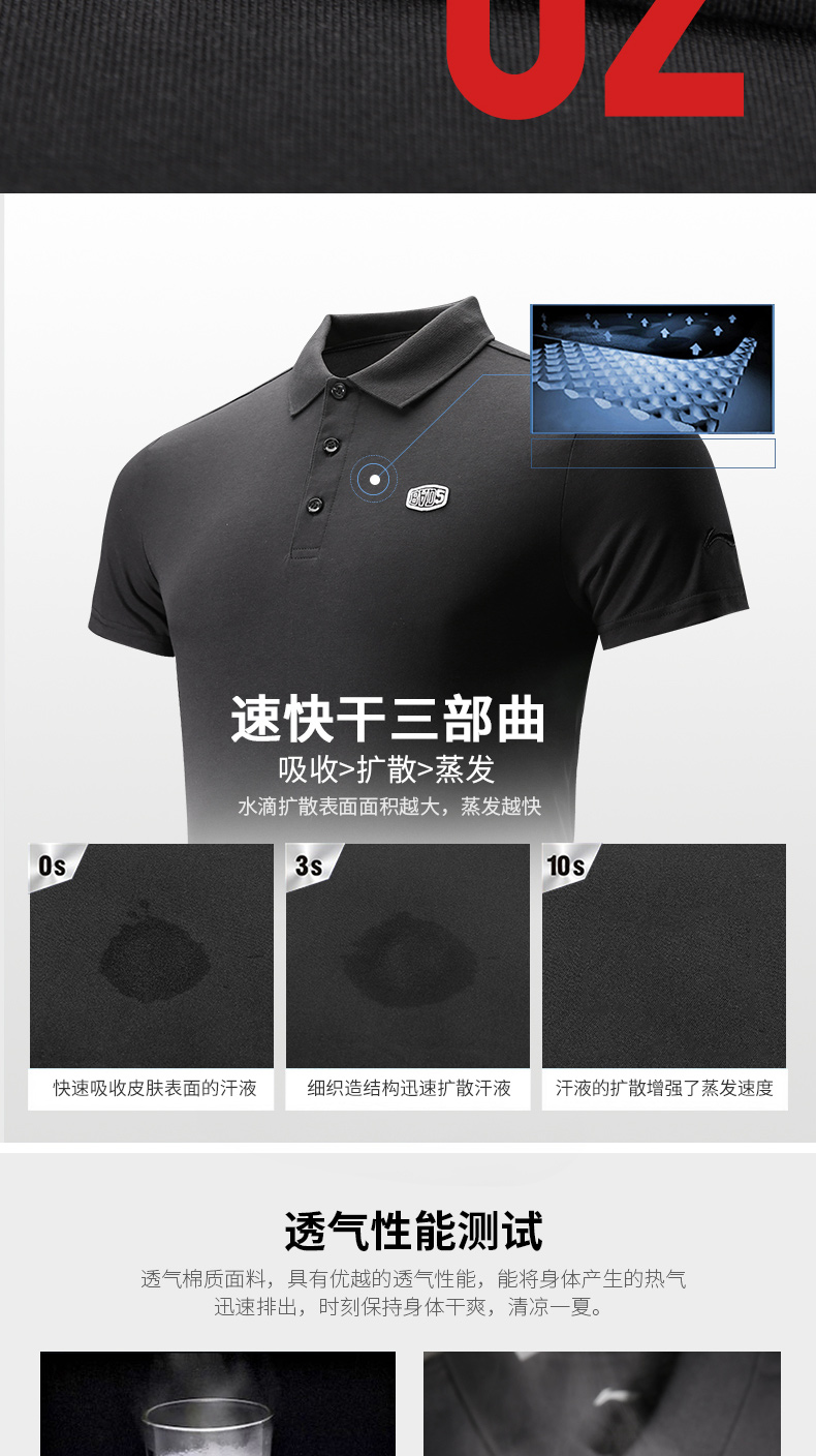 Li Ning thể thao ngắn tay polo áo sơ mi nam đích thực mùa hè bông ve áo mỏng t- áo sơ mi nam thường nửa tay áo sơ mi áo polo thể thao nam