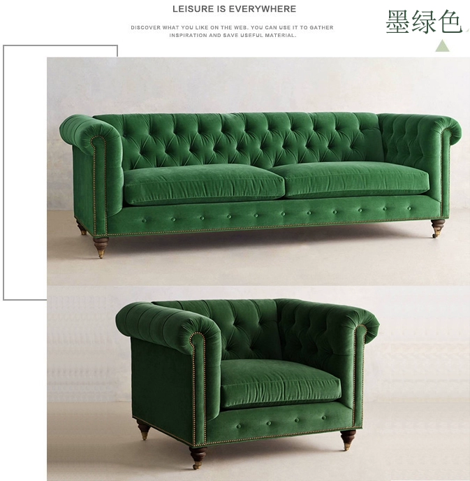 Miễn phí vận chuyển ánh sáng sang trọng Mỹ sofa vải nhung retro phòng khách châu Âu đơn giản Châu Âu tân cổ điển chút ba rửa - Ghế sô pha sofa gỗ sồi hiện đại