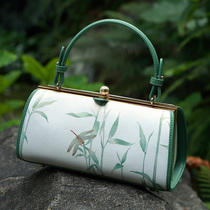 Pmsix Chinese style wild printing womens bag elegant cheongsam bag cowhide hand bag high-grade foreign style chain bag small