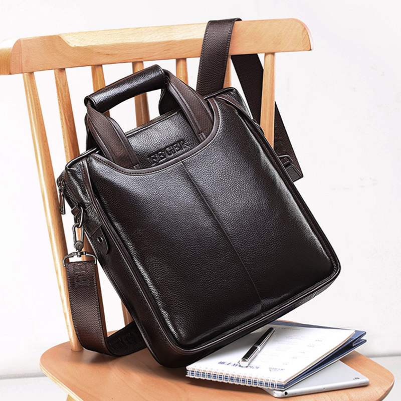 Feger Men's Bags Business Men's Hand bag Head Layer Cow Leather Leather Leather Bag Casual Vertical shoulder bag Flat Bags