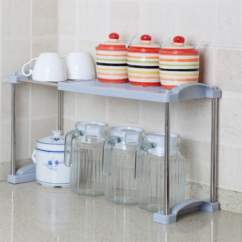 Kitchen countertops Superposition Telescopic Monolayer Layered Shelve Shelf Ground Small Bookshelf Drain Rack Containing Cutlery Cupboard-Taobao