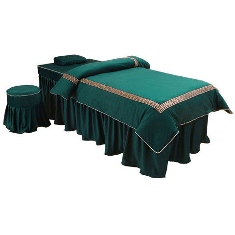 Crystal velvet high-end simple cotton salon beauty supplies special cover massage beauty bed cover four-piece set Nordic style