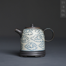 Ju Mo Taoshe Jingdezhen ceramic teapot under glaze blue and white hand-painted coarse pottery teapot handmade blue and white Han Duo pot