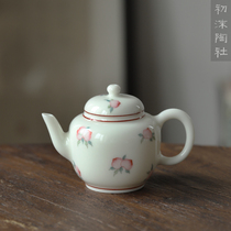 Chu Mo Pottery Society Jingdezhen Hand-painted ceramic Teapot Xiantao Mini Xiaogong Lamp Pot Jade Mud main bubble Tea set