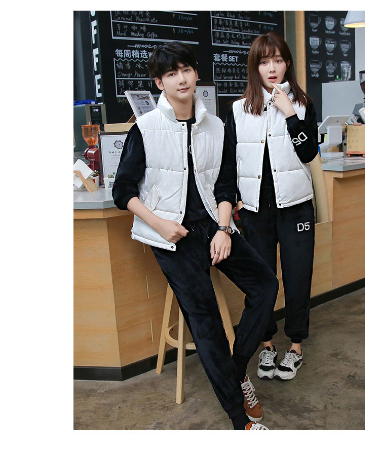 Cặp đôi mẫu áo vest nam cotton mùa thu đông dày nam thanh niên nam nữ đứng cổ áo vest áo phao phiên bản Hàn Quốc áo khoác cặp