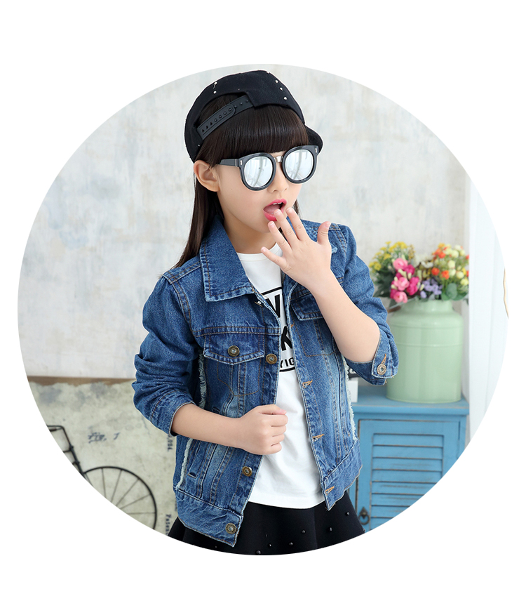 Quần áo denim bé gái Phiên bản Hàn Quốc 5 áo trẻ em đoạn ngắn 7 áo khoác trẻ em lớn 13 áo khoác bé gái denim mùa xuân và mùa thu áo phao cho bé trai
