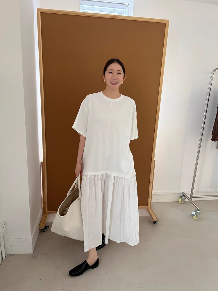 WIDELIA платье футболка с круглым воротом и сетчатыми вставками свободное летящее длинное платье лето 2025