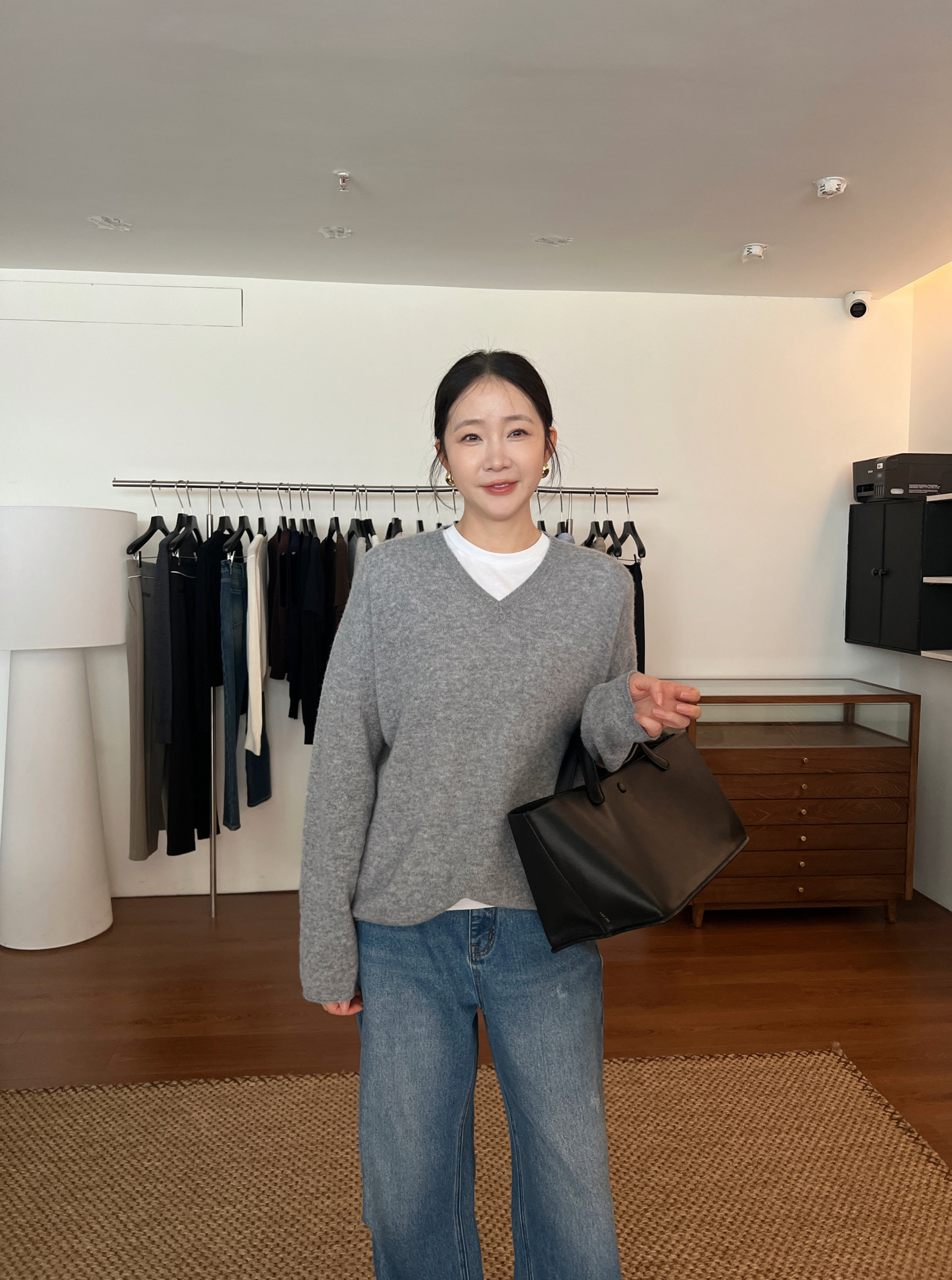 widelia свободная универсальная повседневная футболка 2024 осень круглый вырез однотонная стройнящая базовая майка