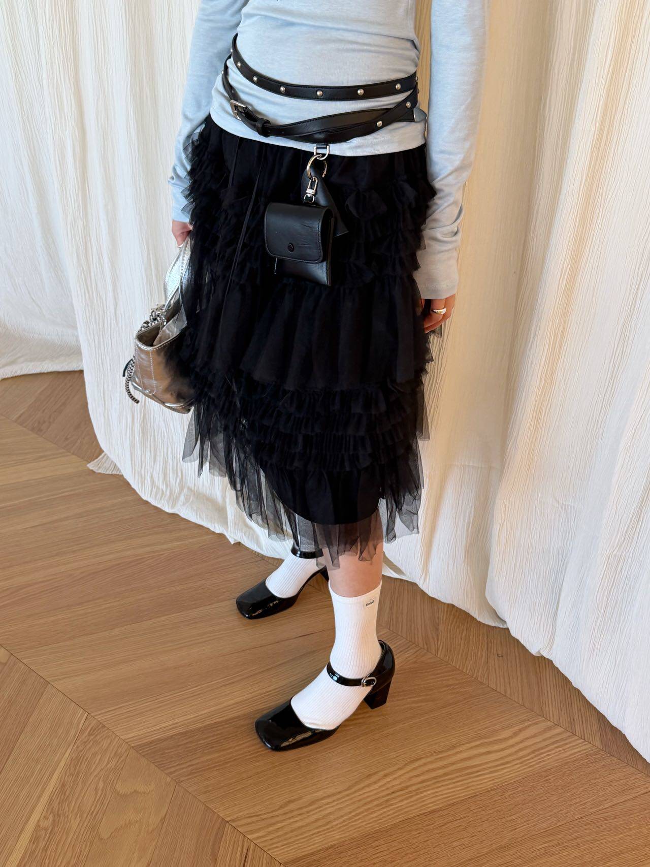 waitmore Многослойная фатиновая юбка-миди с высокой талией, весна-лето 2026