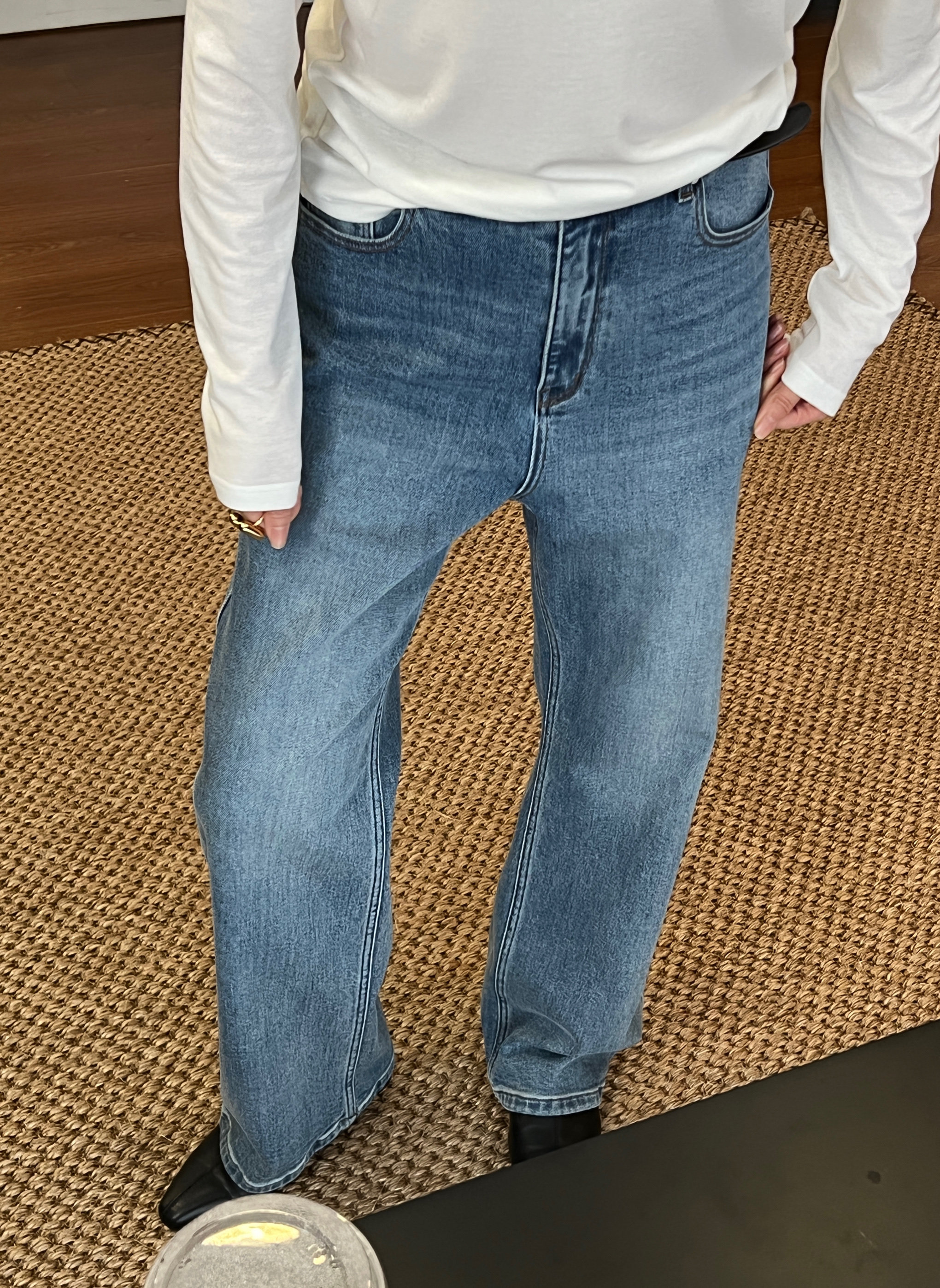 widelia узкие прямые универсальные стройнящие джинсы женские осень 2024 новинка стирка свободные повседневные длинные брюки