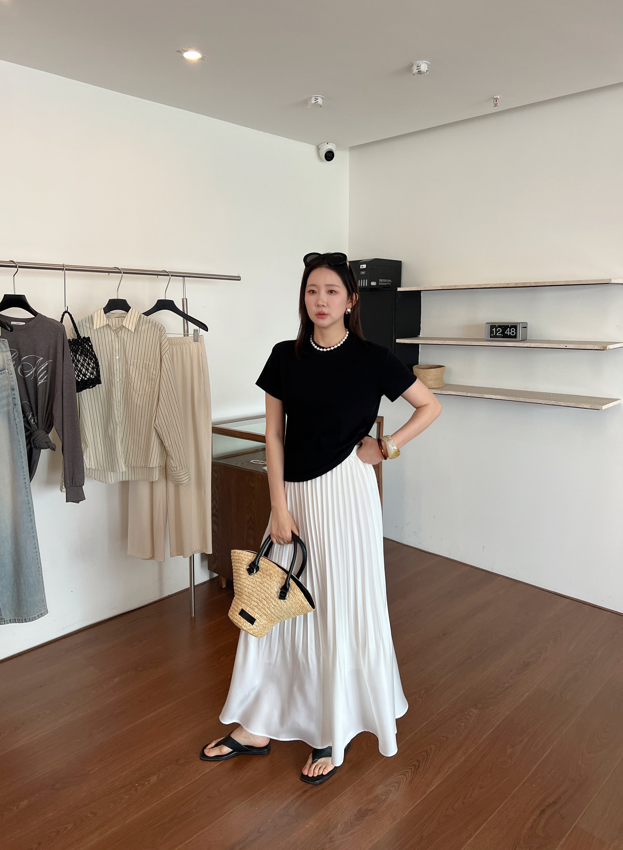 WIDELIA атласная плиссированная А-силуэт юбка со складками женская 2025 лето с резинкой на талии стройнящая юбка-русалка средней длины