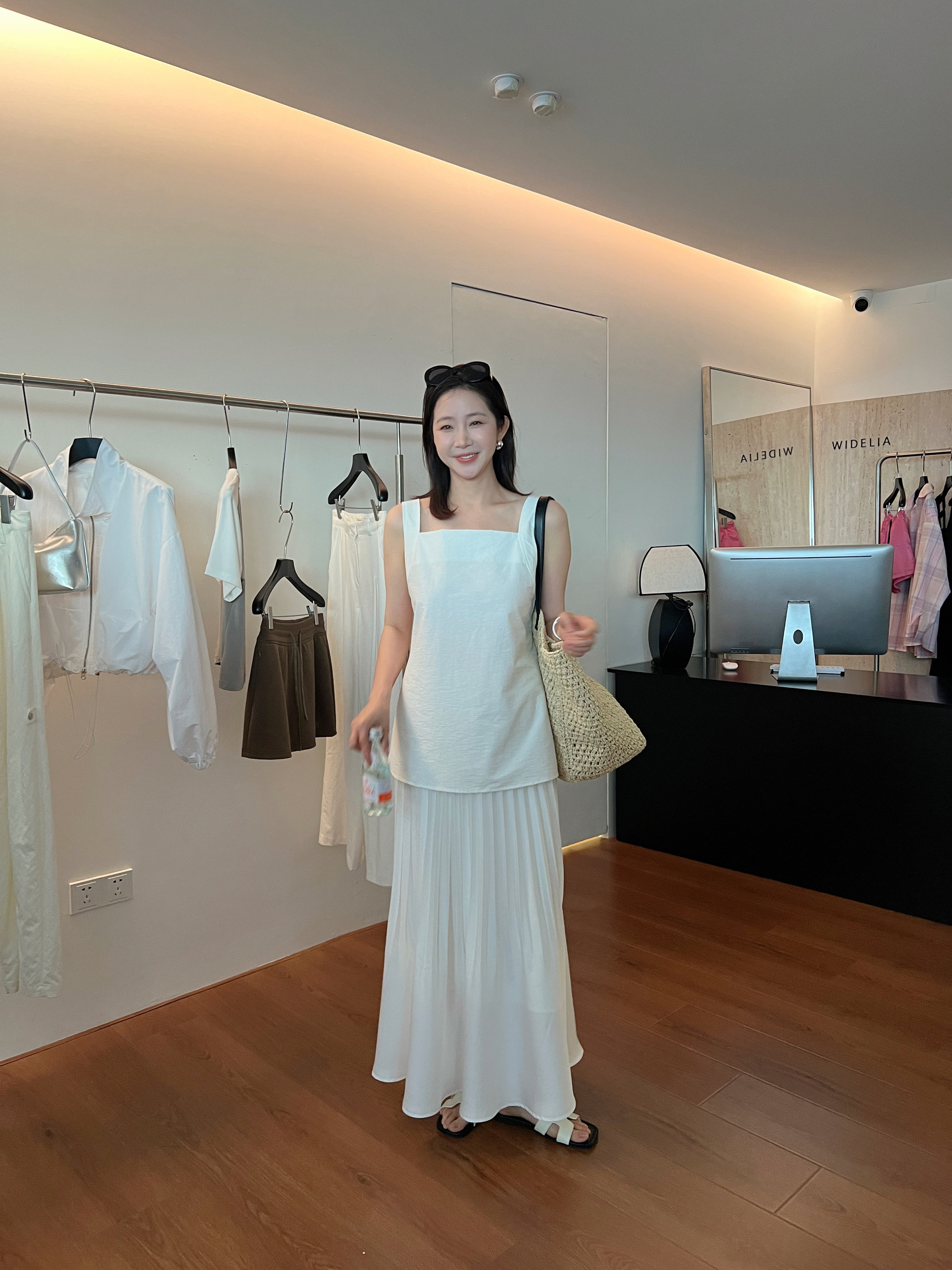 WIDELIA атласная плиссированная А-силуэт юбка со складками женская 2025 лето с резинкой на талии стройнящая юбка-русалка средней длины