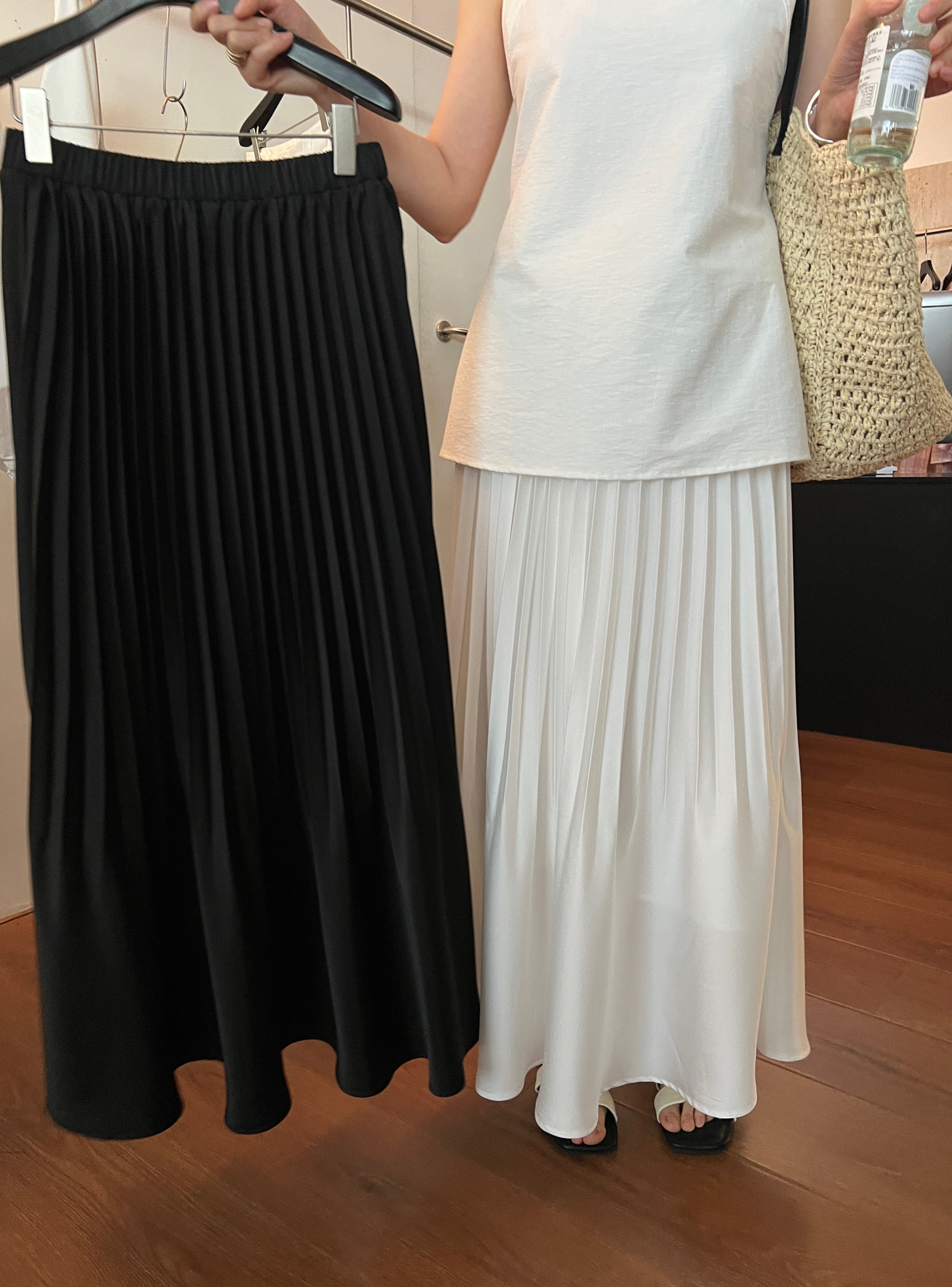 WIDELIA атласная плиссированная А-силуэт юбка со складками женская 2025 лето с резинкой на талии стройнящая юбка-русалка средней длины