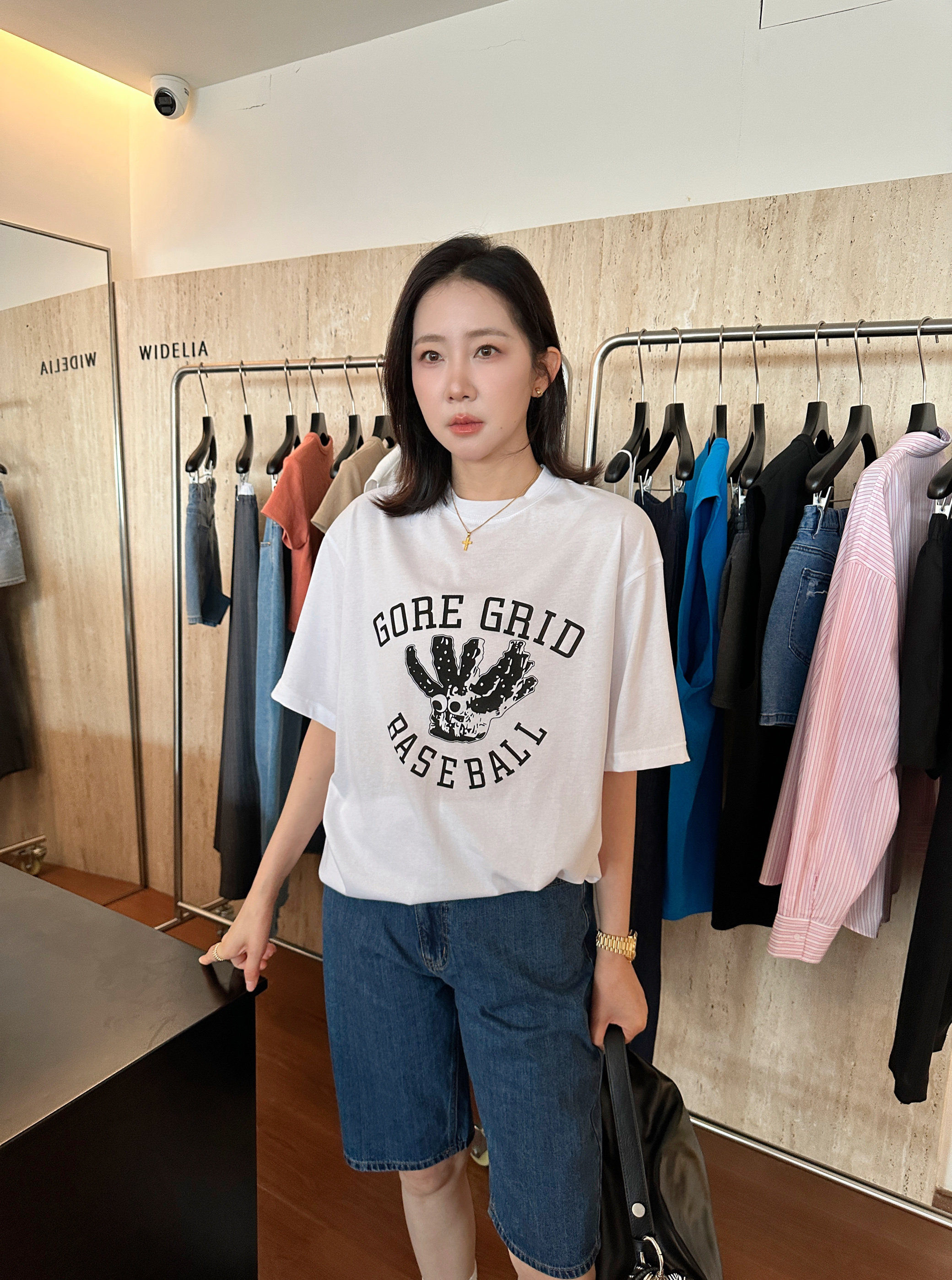 widelia2025 летняя новинка винтажная футболка с принтом круглый вырез свободная повседневная с коротким рукавом женская