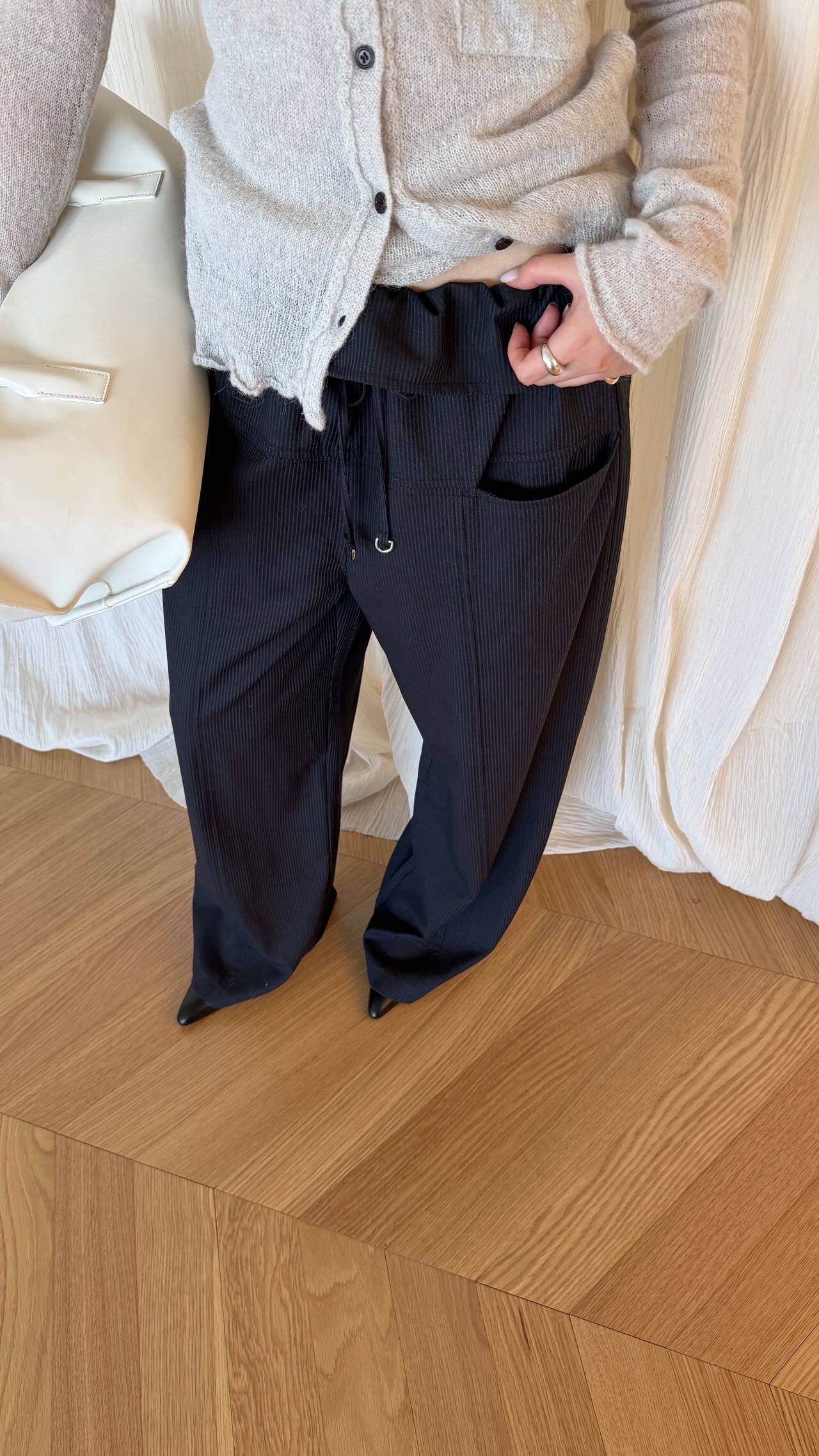 waitmore2026 весенняя новинка стильные широкие брюки с завязками и шнуровкой стройнящие универсальные повседневные женские