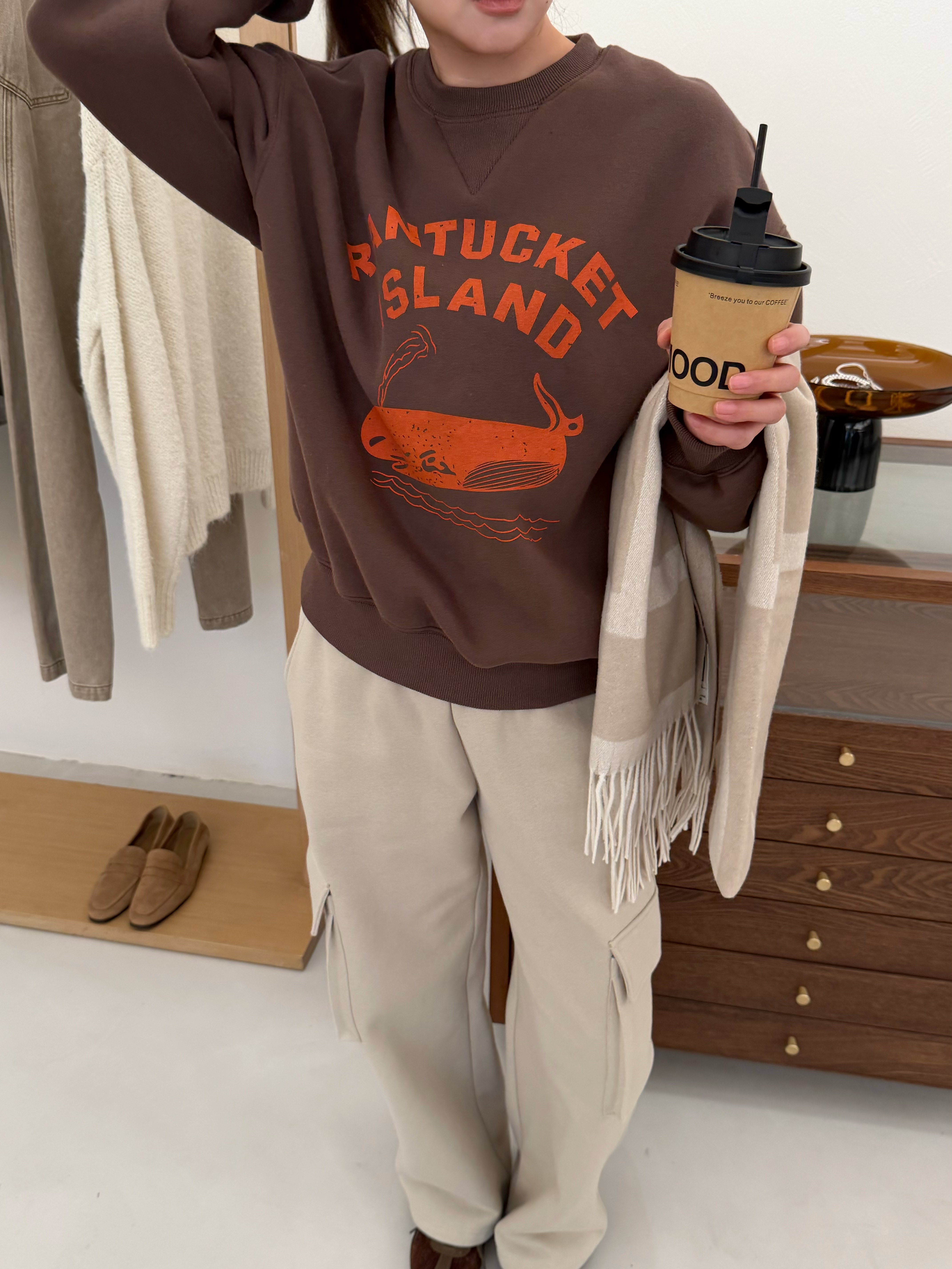 WIDELIA свитшот осень-зима 2025 корейский стиль свободный универсальный повседневный с флисом