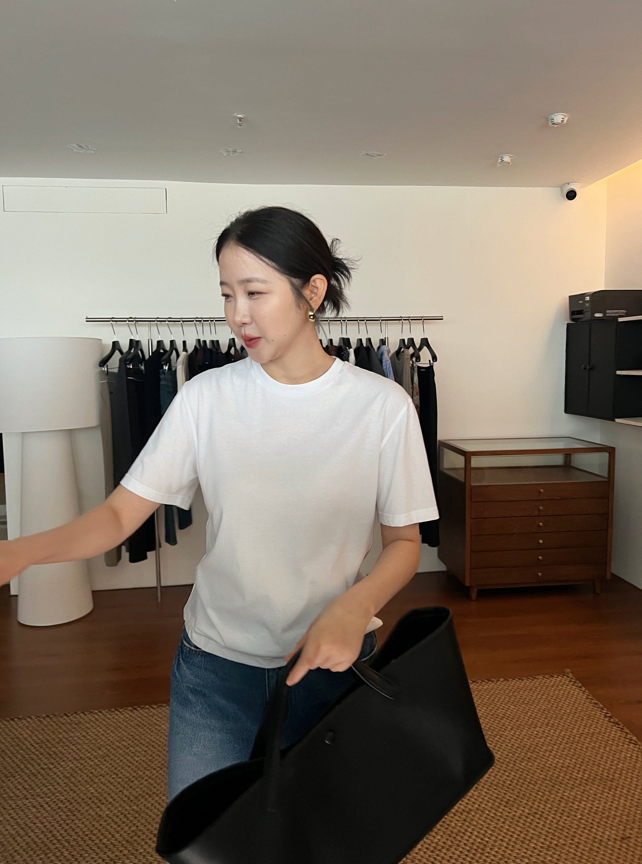 widelia свободная универсальная повседневная футболка 2024 осень круглый вырез однотонная стройнящая базовая майка