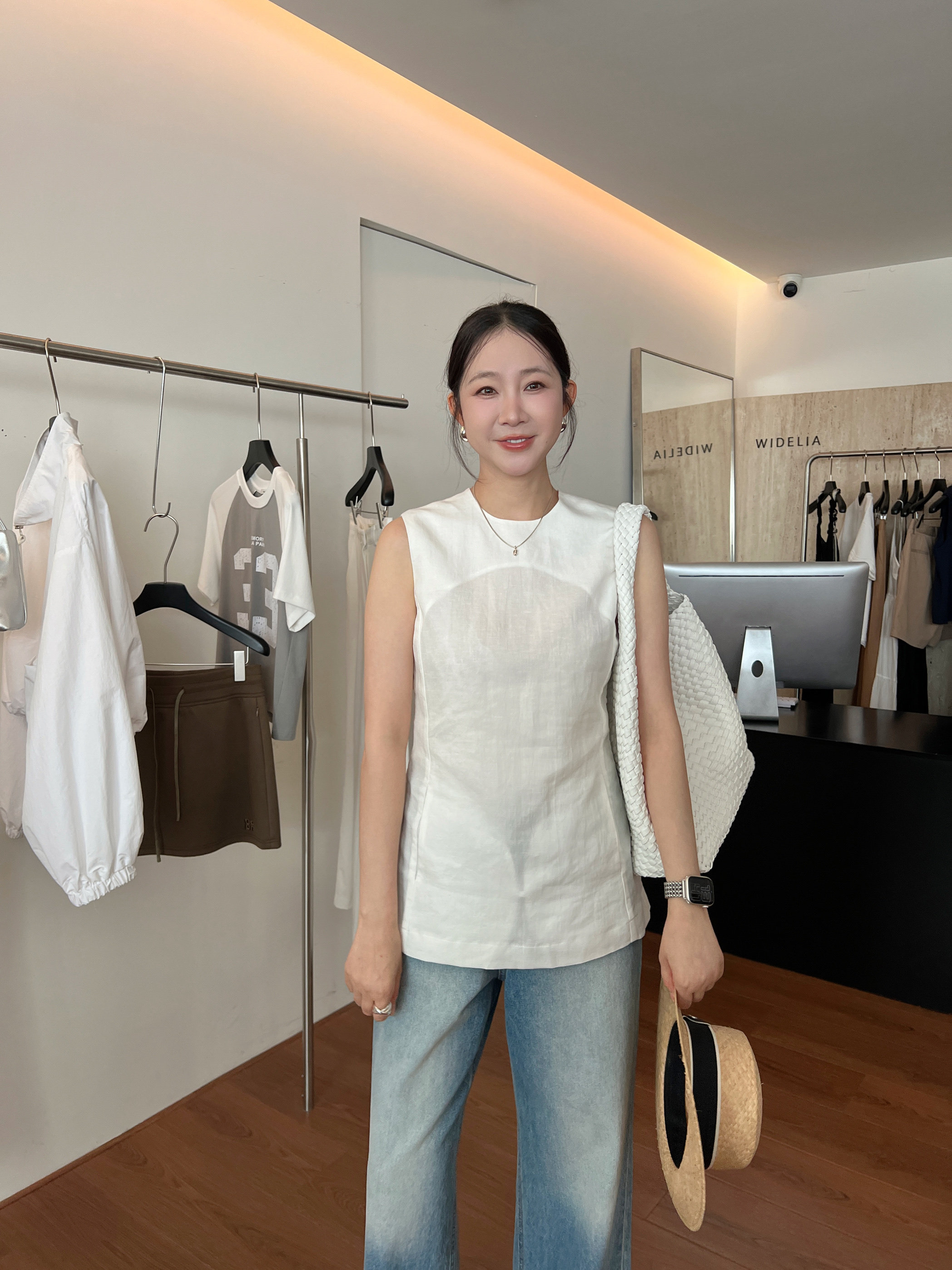 WIDELIA элегантная блузка с разрезом женская 2025 лето минималистичная универсальная приталенная без рукавов майка