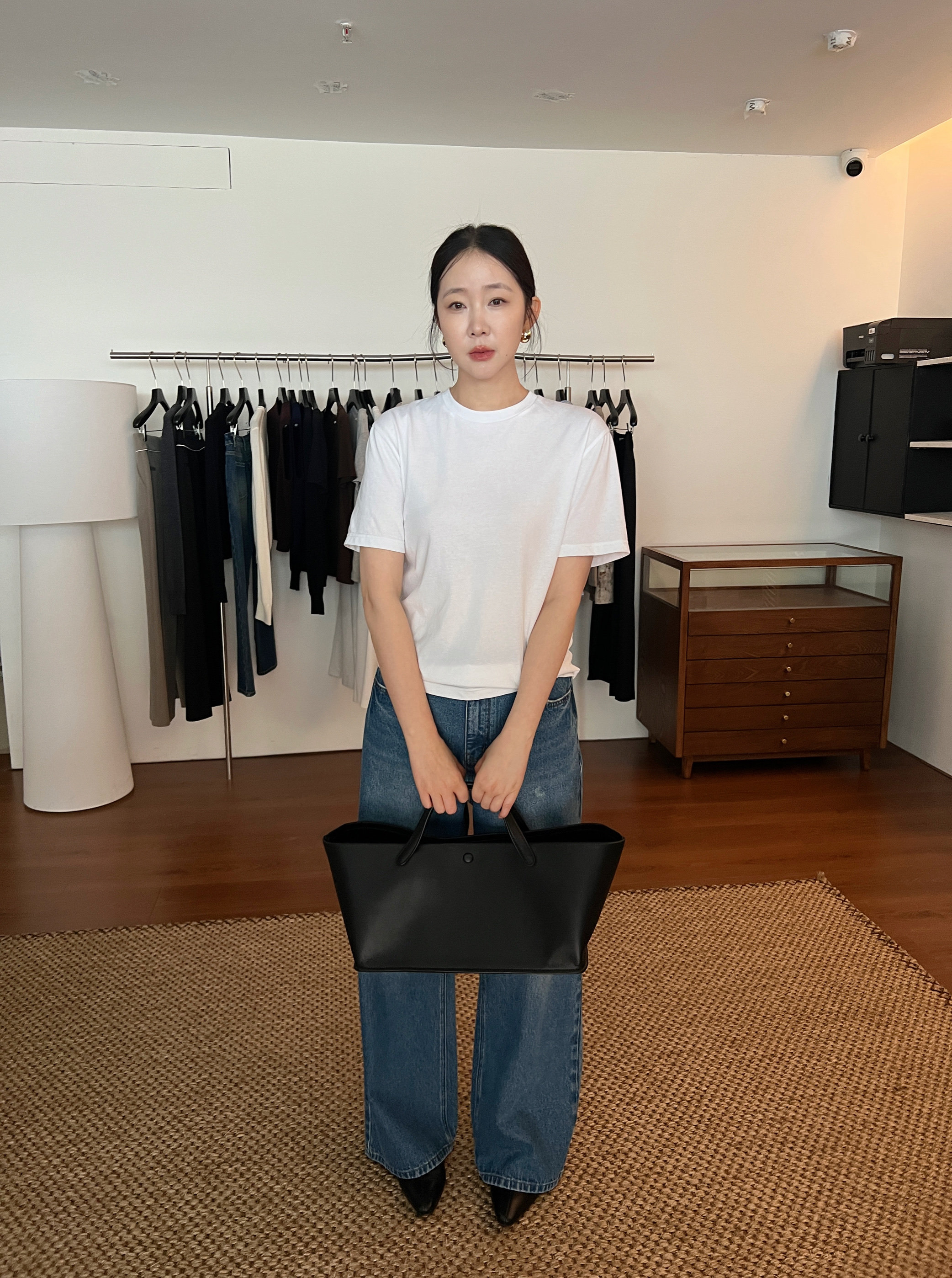 widelia свободная универсальная повседневная футболка 2024 осень круглый вырез однотонная стройнящая базовая майка