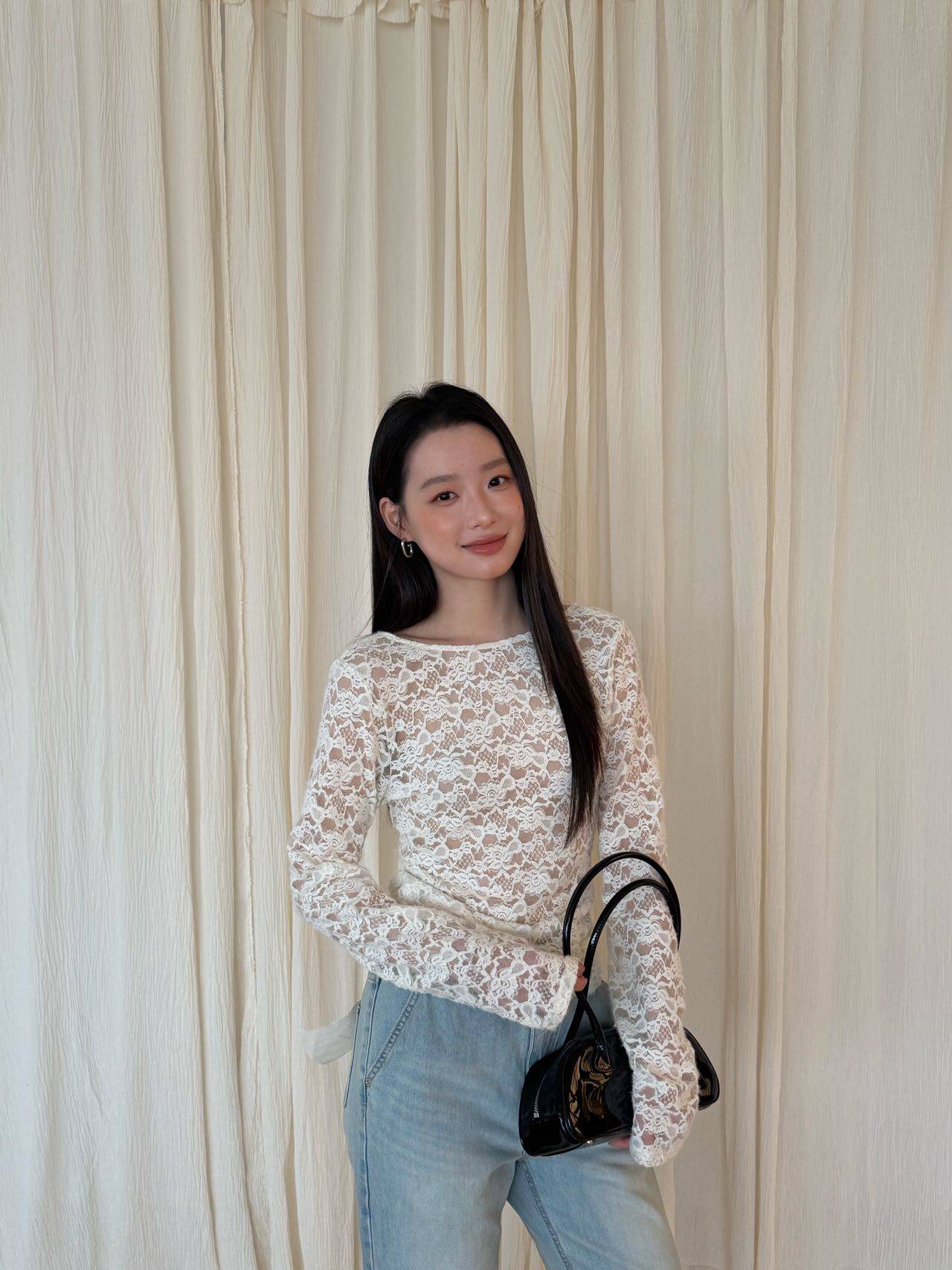 waitmore 2026 весенняя новинка корейский стиль универсальная блузка с длинным рукавом двусторонняя кружевная приталенная