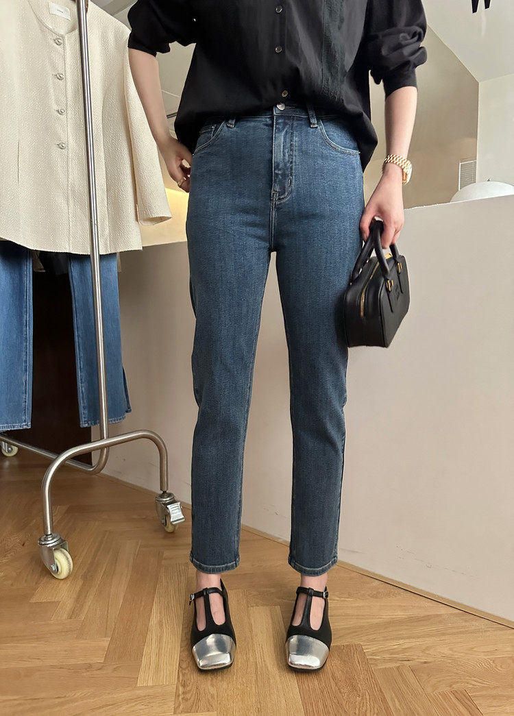 widelia женские укороченные стройнящие универсальные прямые брюки осень-зима 2026 высокая талия эластичные джинсы дудочки W05