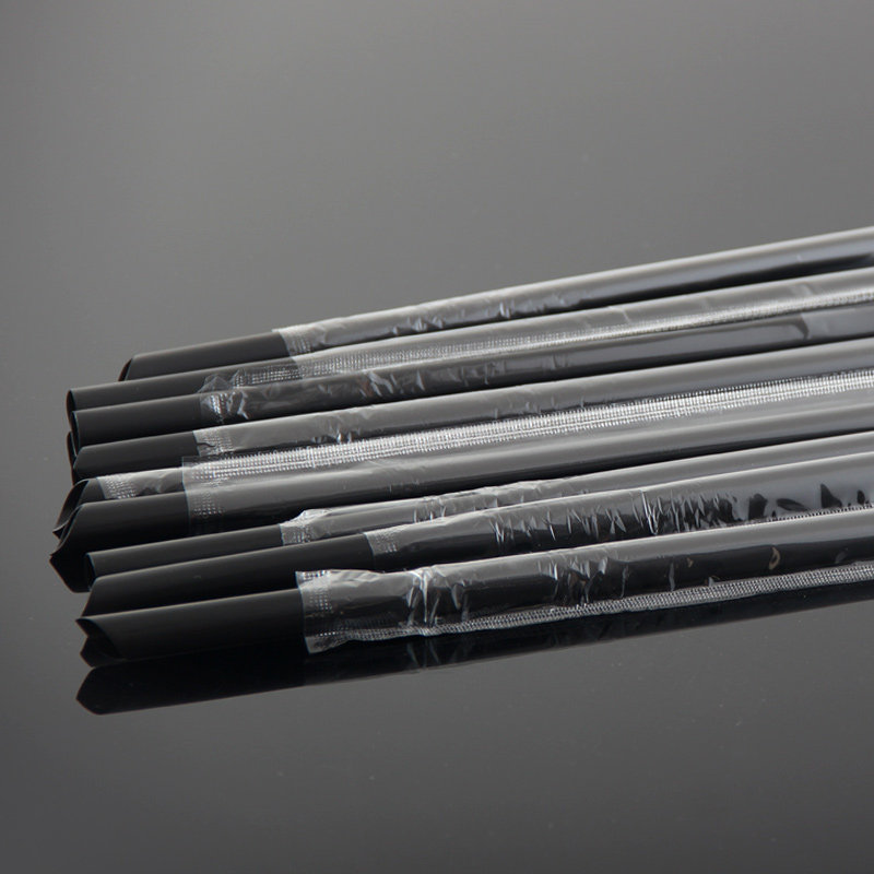 Plastic straw independent packaging black lengthened bubble tea thick straw 23cm black large straw 100