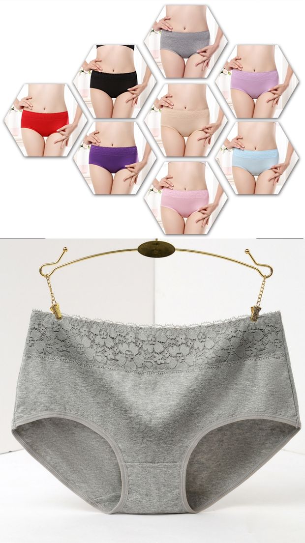 Đồ lót nữ chất liệu cotton nữ kích thước lớn chất béo MM100% cotton waist eo giữa gợi cảm ren đỏ bán buôn shop đồ lót