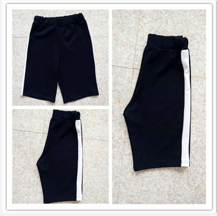 Cotton primary and secondary school students male and female sports shorts hidden black black bars children's casual pants