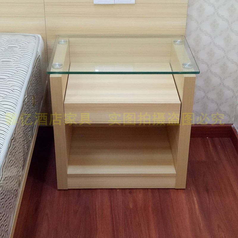 Custom city convenience hotel furniture hotel apartment full bed glass bedside cabinet luggage rack cabinet desk