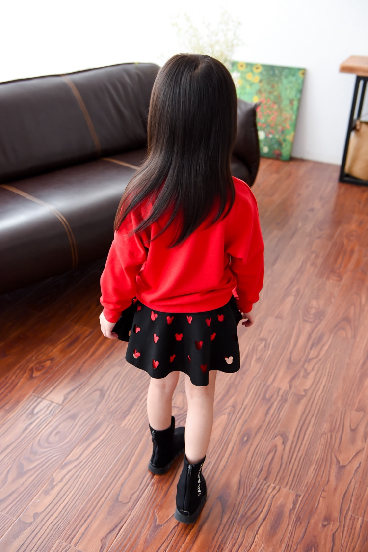 Áo len trẻ em phù hợp với mùa xuân và mùa thu nơ dài tay cổ tròn áo sơ mi rỗng bộ nỉ nhung đẹp cho bé