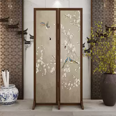 Modern minimalist screen Living room partition wall entrance door entrance folding mobile New Chinese style home occlusion solid wood light luxury
