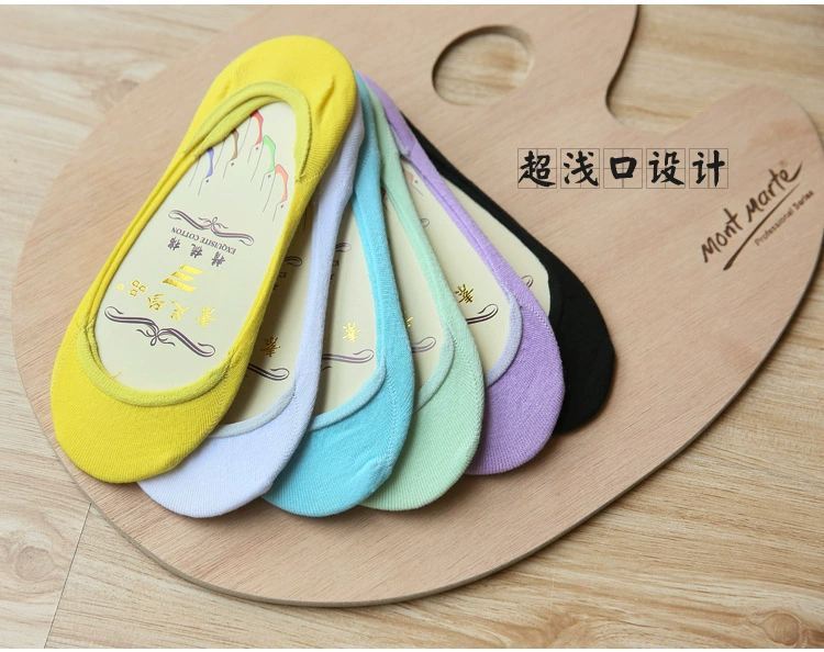 Thuyền vớ nữ mùa hè siêu thấp nông miệng vớ vô hình kích thước lớn 39-42 silicone non-slip cotton peas giày vớ vớ bộ