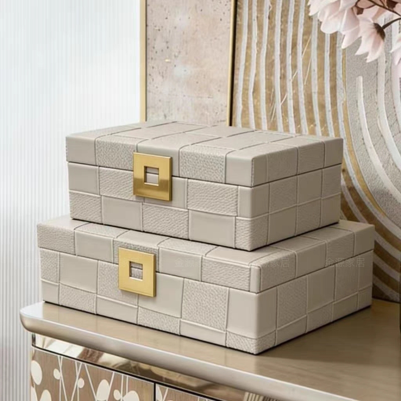 Light Luxury Leather and Fur-Textured Storage Box, Photo Frame Set, Sales Office Dressing Room Storage Box, High-End Soft Furnishings