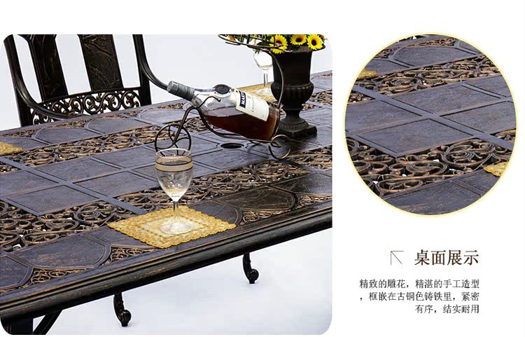 Jingou ngoài trời ngoài trời cổ rỗng đúc bộ bàn ghế nhôm - Bàn ghế ngoài trời / sân ghế hồ bơi ngoài trời