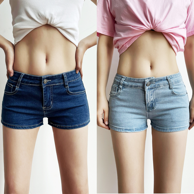 Super Spicy American Style Y2K Retro Blue Stretch Low-Waist Denim Shorts for Women 2026 Summer New Style Hip-Hugging Sexy Hot Pants