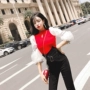 Nữ mùa thu 2018 mới thời trang Hàn Quốc tay áo phồng ngọt ngào để nhận eo áo len rỗng áo áo gile len