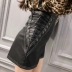 Quần áo thu đông nữ mới 2018 Thời trang nữ Hàn Quốc khí chất eo cao túi da hông Slim là quần short da đen mỏng quần đùi big size cho nữ Quần short