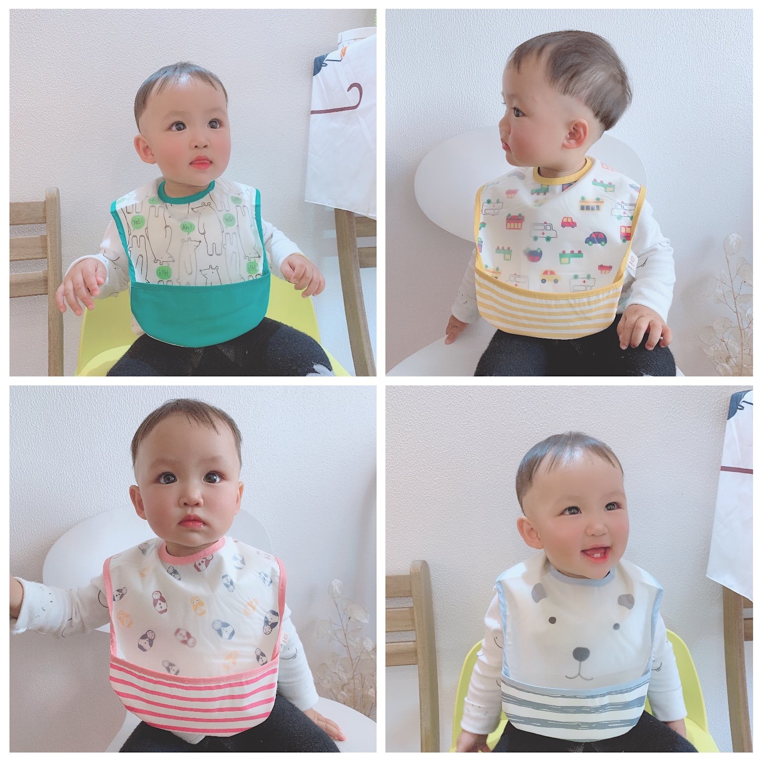 MMKIDS Magic Baby Kids Kids Non-sleeveless Waterproof Waterproof Baby Food Pocket Cute Cartoon Four Seasons