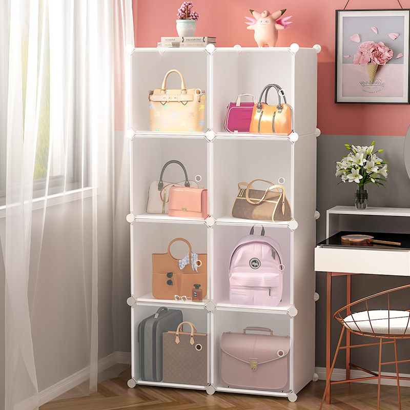 Bag storage artifact indoor household shelf bedroom transparent bag bag shelf dustproof simple storage box