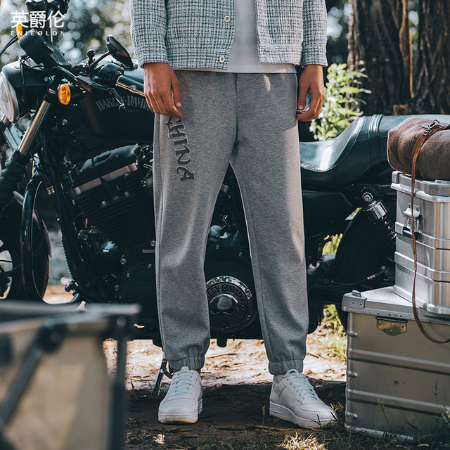 Yingjuerun American trendy brandy street sports pants for young men in autumn and winter trousers casual lettered with leggings ແລະຕີນຂະຫນາດນ້ອຍ.