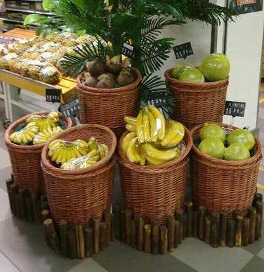 Willow Fruit Shelving Basket Dried Fruit Display Pan Containing Basket Supermarket Display Shelf Vine choreography Vegetable Display Basket Ground Stall