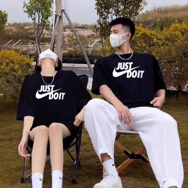 Nike New Style Couple's Short-Sleeved Loose-Fitting Five-Quarter Sleeve Pure Cotton Sports T-Shirt Casual Breathable Half-Sleeve