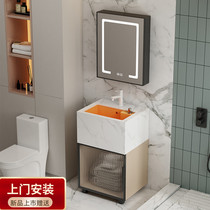 Small apartment floor-standing bathroom cabinet balcony wash basin cabinet combination bathroom simple wash basin ultra-deep sink